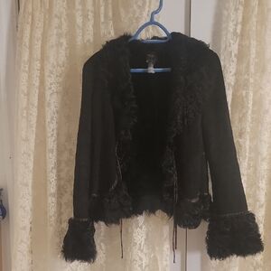 Elegant Black Fur Shearliny Coat